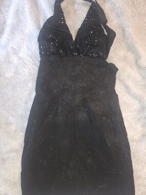 Urban Behavior Black Sequin Halter Mini Dress